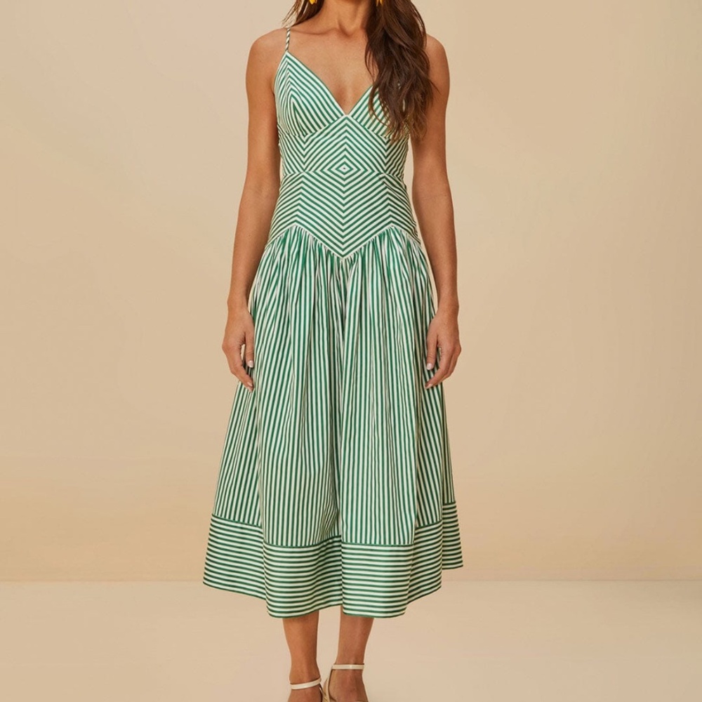 Bicolor Stripes Organic Cotton Midi Dress